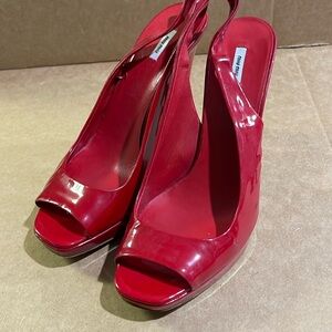 Miu miu red leather sling back heels